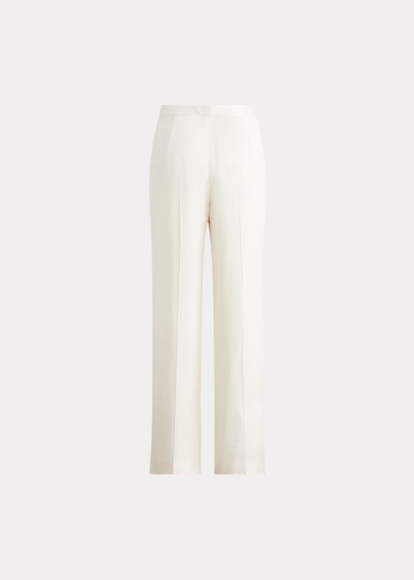 Pantalones Ralph Lauren Mujer Creme Claro - Hailey Satin Wide-Leg - QGTWZ8092